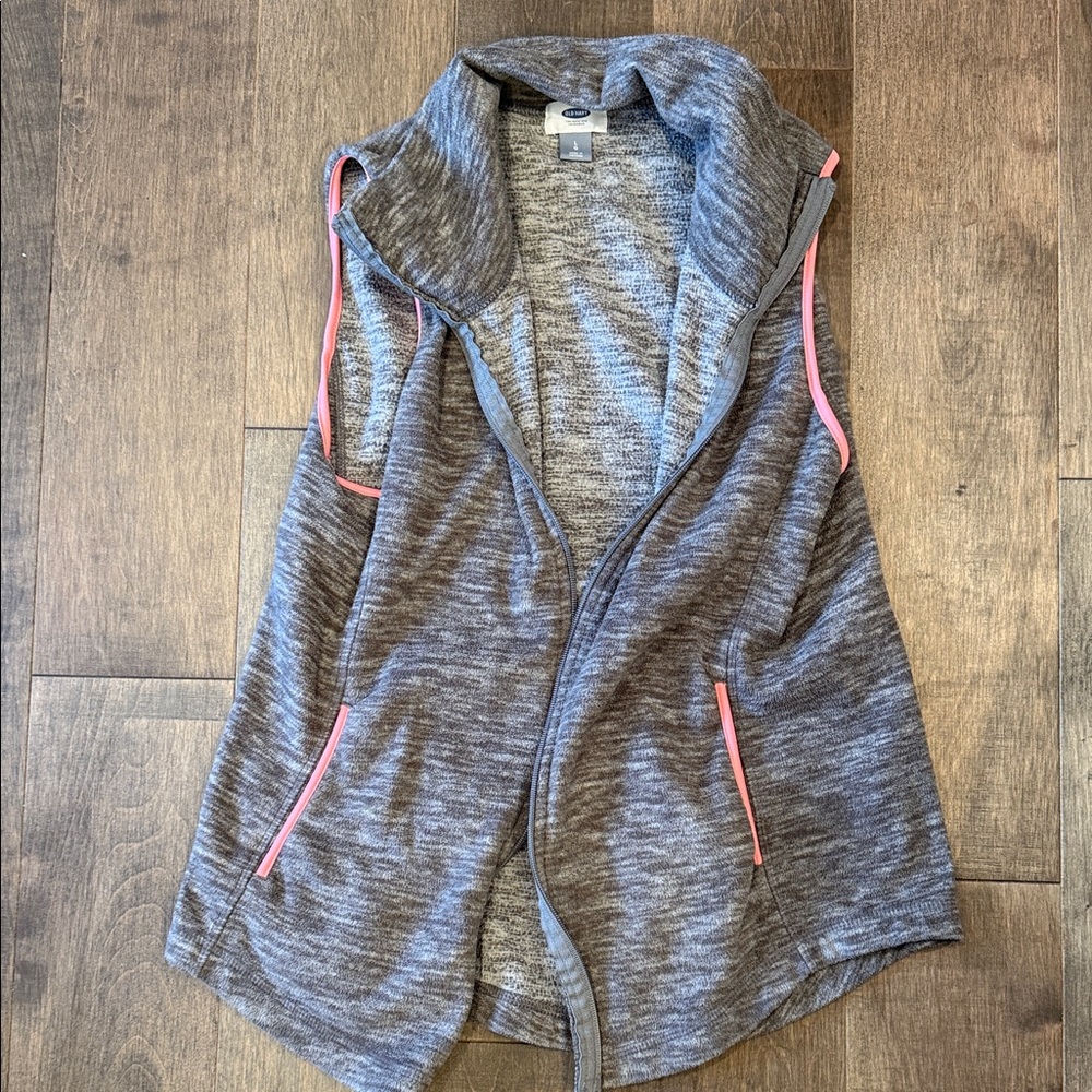 Old Navy Charcoal Vest with Coral Trim